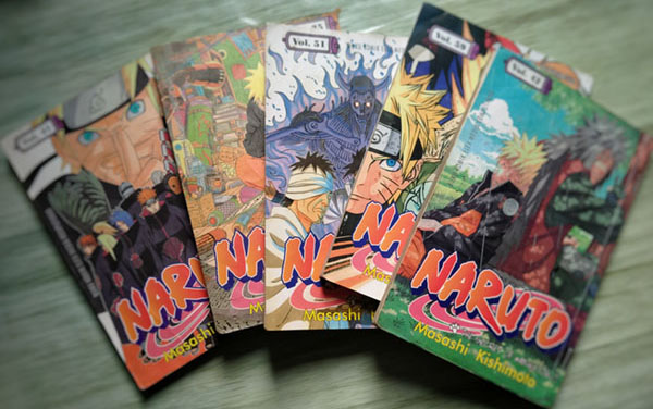 Yogyakarta, Indonesia, August 21, 2020. Five comics "Naruto" . Naruto is a fictional character from Japan who tries to save his village from enemies