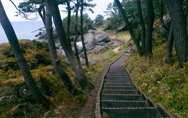 A beautiful coastal foot path at Taneshashi Coast Hachinohe