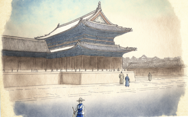 stephanieg_Palais_Gyeongbokgung_drawing_style_hokusai_simple_pa_0d2df735-2b87-4a66-97f1-e069943f29f2